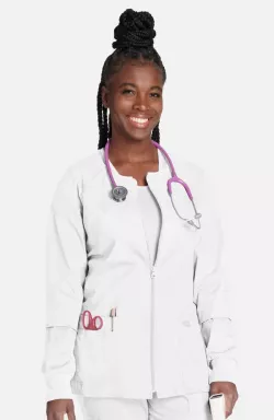 Women's Zip Front Warm Up Solid Scrub Jacket